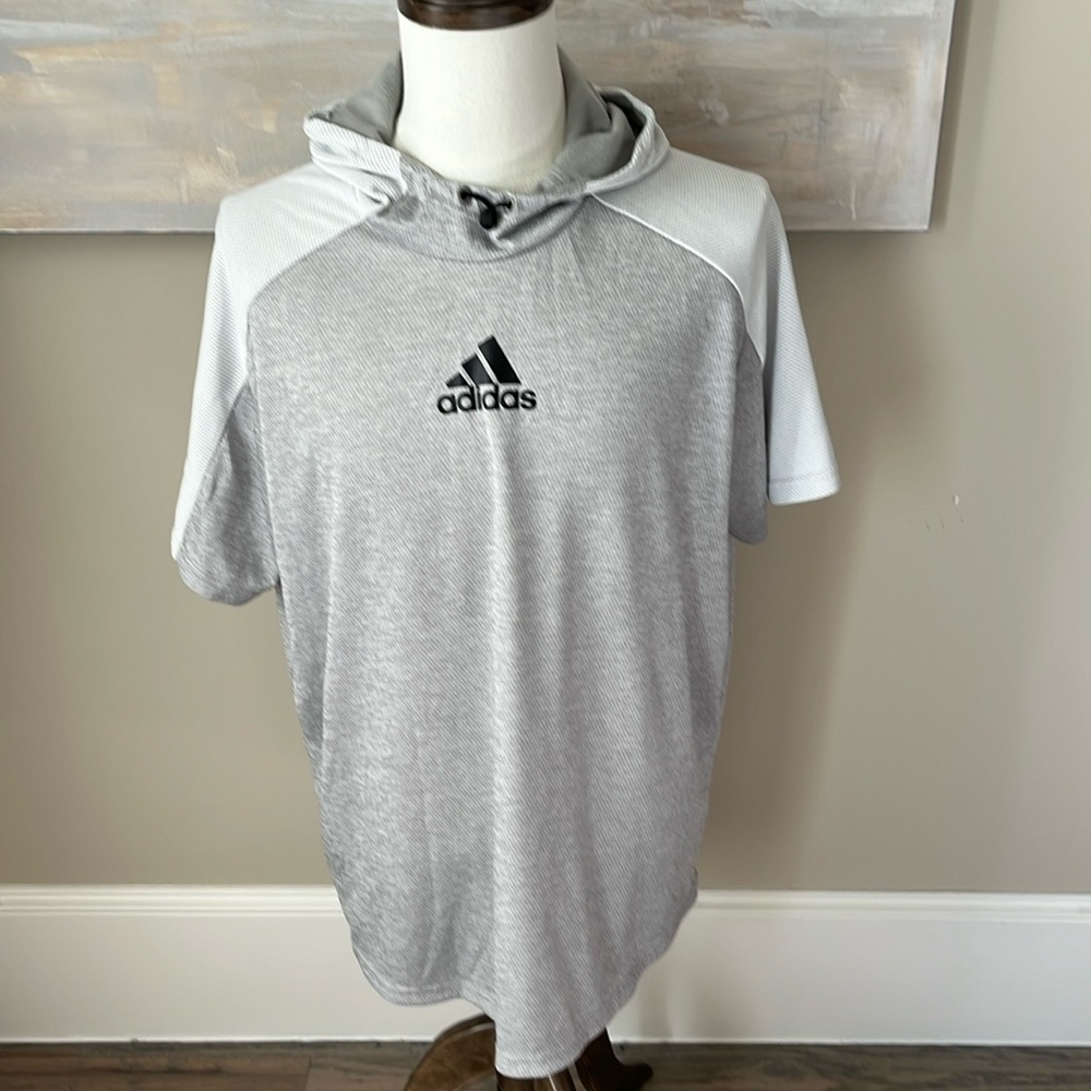 Adidas hooded short sleeve athletic pullover